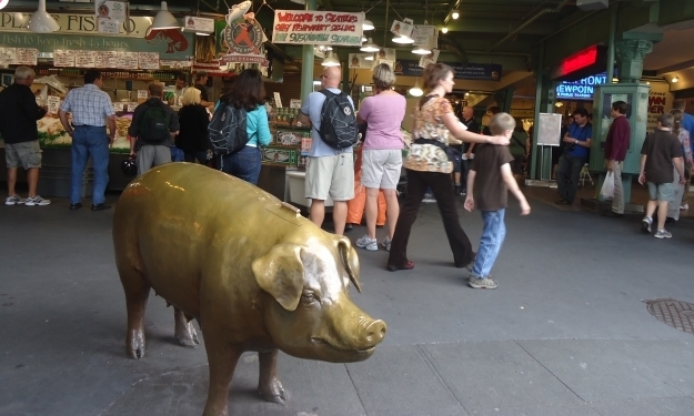 Das "Wahrzeichen" vom Pike Place Market. Foto: Doris